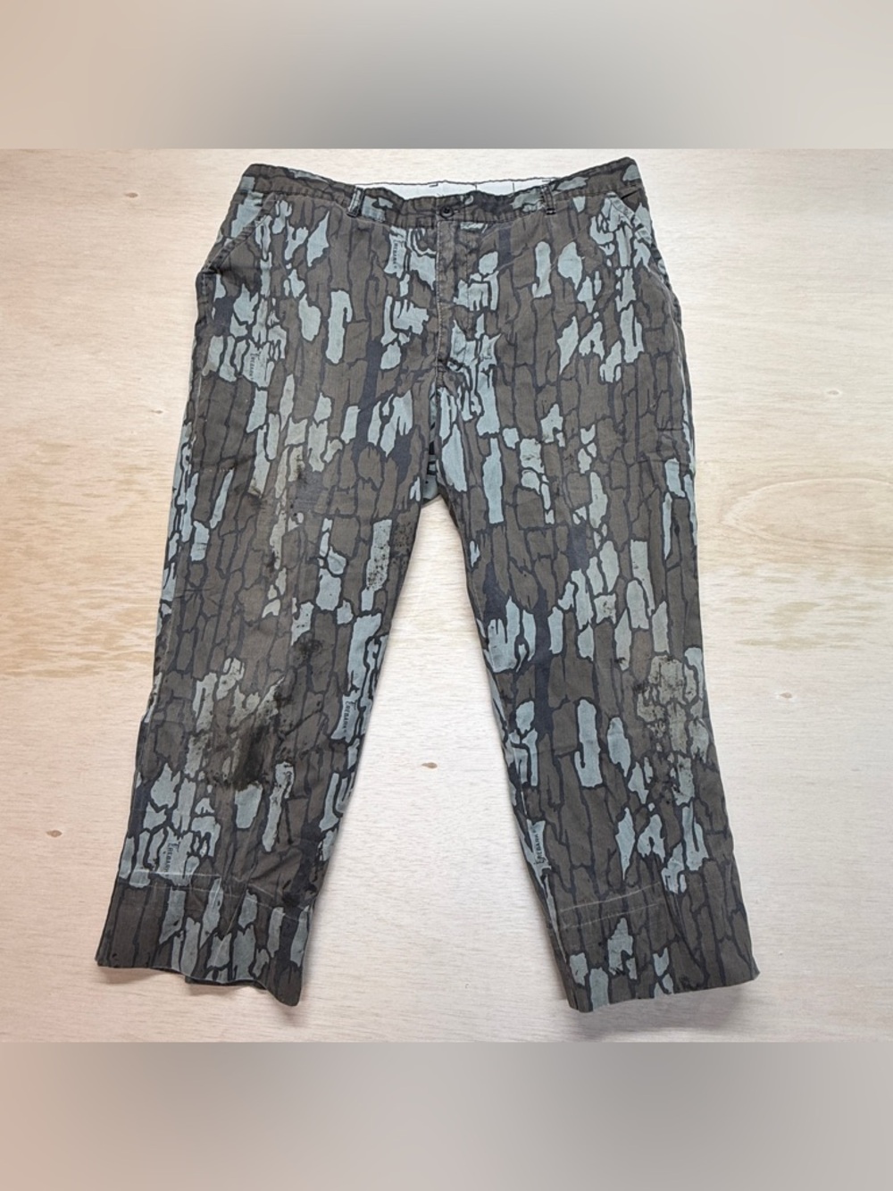 Vtg 70's SafTbak Trebark Pants (42x28) Hunting Gray Camo Made In USA Distressed